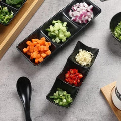 3-compartment Dipping Sauce Dish – Bpa-free Plastic Condiment Server For Hot Pot, Sushi, Appetizers – Microwave & Dishwasher Safe